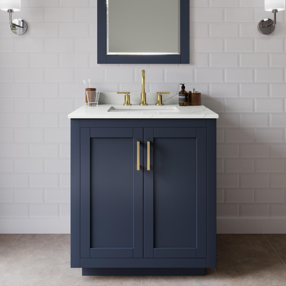 Miranda 30" Free Standing Single Basin Vanity Set with Cabinet and Quartz Vanity Top
