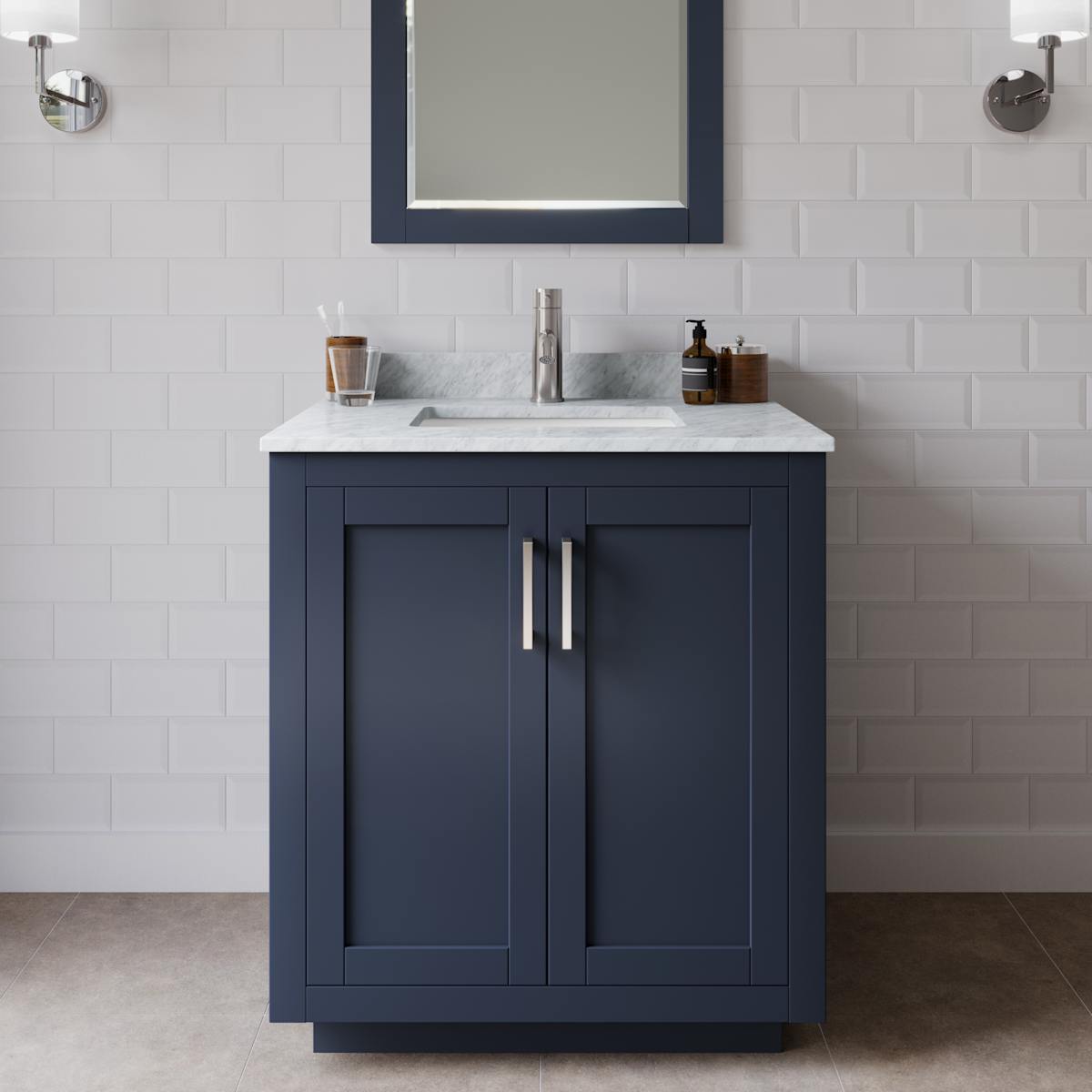 Miranda 30" Free Standing Single Basin Vanity Set with Cabinet and Marble Vanity Top - image 1
