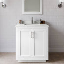 Miranda 30" Free Standing Single Basin Vanity Set with Cabinet, Quartz Vanity Top, and Framed Mirror - image 1