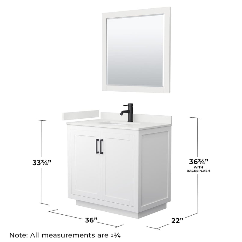 Miranda 36" Free Standing Single Basin Vanity Set with Cabinet, Quartz Vanity Top, and Framed Mirror - image 7