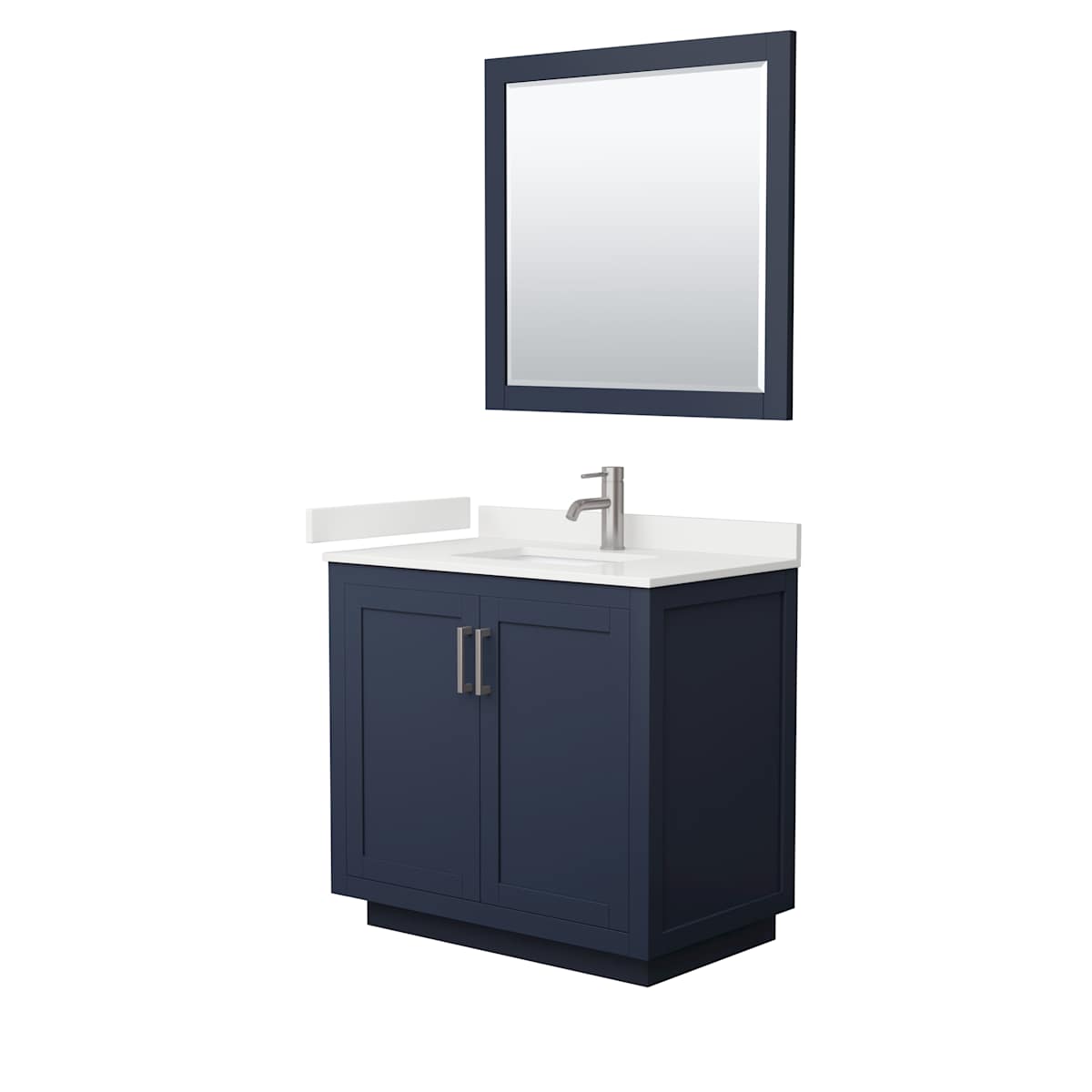 Miranda 36" Free Standing Single Basin Vanity Set with Cabinet, Quartz Vanity Top, and Framed Mirror