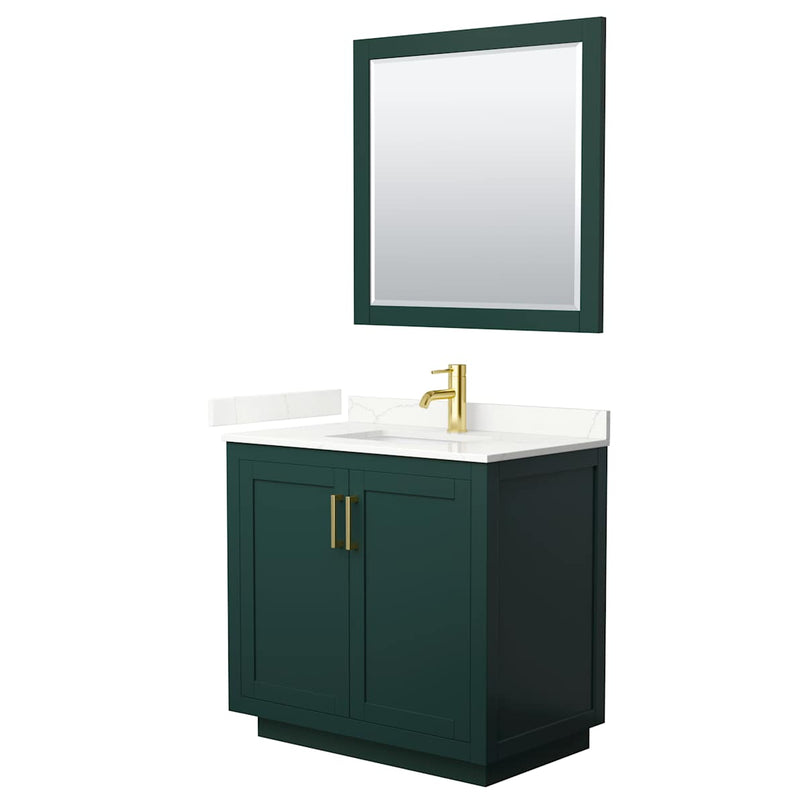 Miranda 36" Free Standing Single Basin Vanity Set with Cabinet, Quartz Vanity Top, and Framed Mirror - image 13