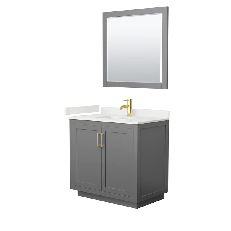 Miranda 36" Free Standing Single Basin Vanity Set with Cabinet, Quartz Vanity Top, and Framed Mirror - image 16
