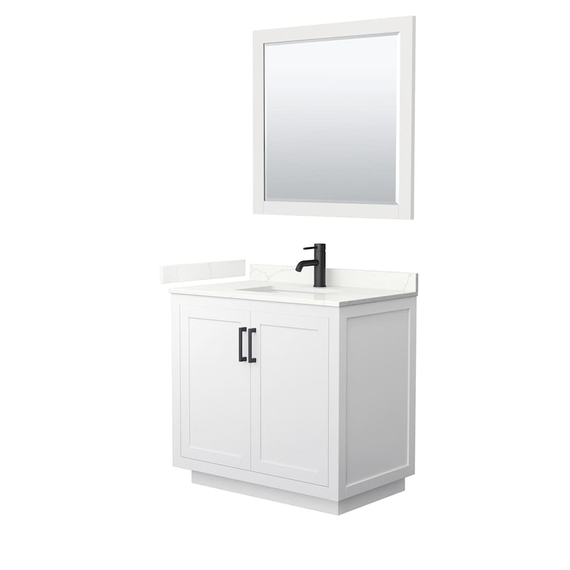 Miranda 36" Free Standing Single Basin Vanity Set with Cabinet, Quartz Vanity Top, and Framed Mirror - image 18