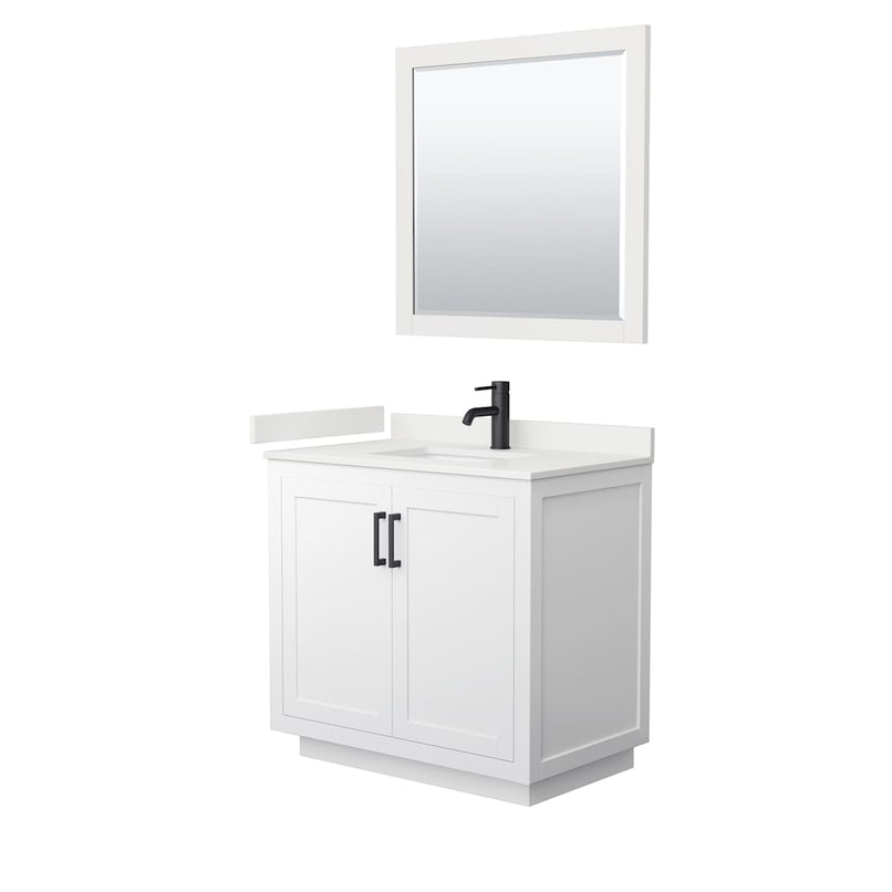 Miranda 36" Free Standing Single Basin Vanity Set with Cabinet, Quartz Vanity Top, and Framed Mirror - image 20