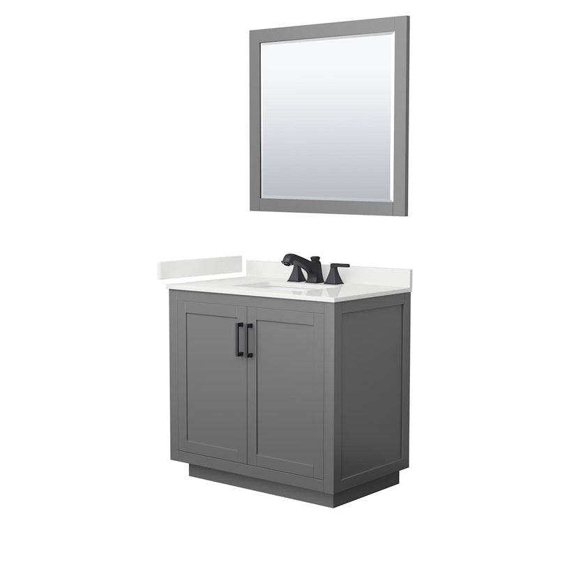 Miranda 36" Free Standing Single Basin Vanity Set with Cabinet, Quartz Vanity Top, and Framed Mirror - image 14
