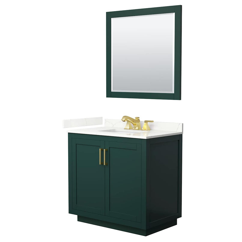 Miranda 36" Free Standing Single Basin Vanity Set with Cabinet, Quartz Vanity Top, and Framed Mirror - image 15