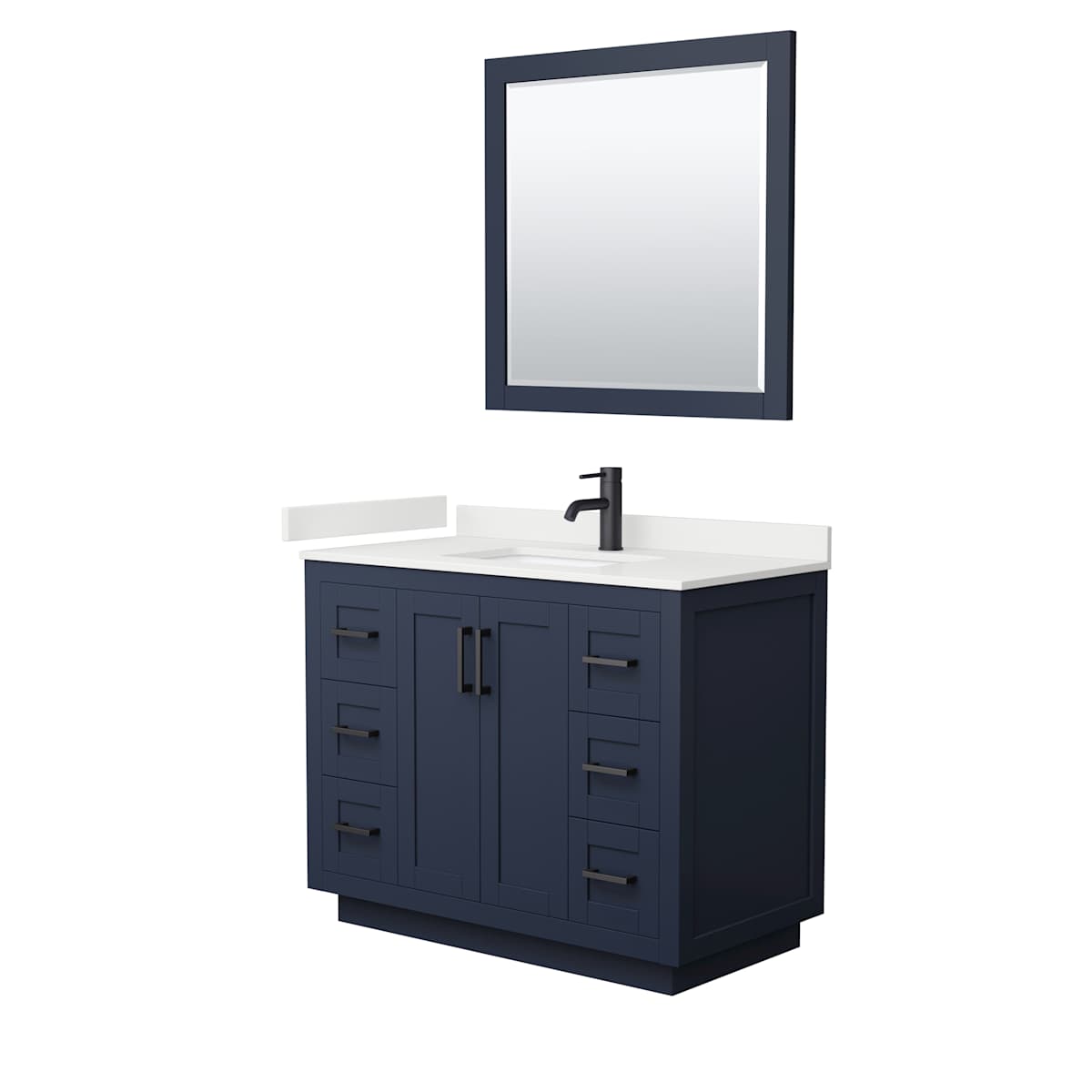 Miranda 42" Free Standing Single Basin Vanity Set with Cabinet, Quartz Vanity Top, and Framed Mirror - image 9
