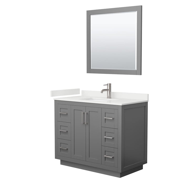 Miranda 42" Free Standing Single Basin Vanity Set with Cabinet, Quartz Vanity Top, and Framed Mirror - image 18