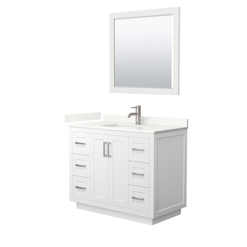 Miranda 42" Free Standing Single Basin Vanity Set with Cabinet, Quartz Vanity Top, and Framed Mirror - image 21
