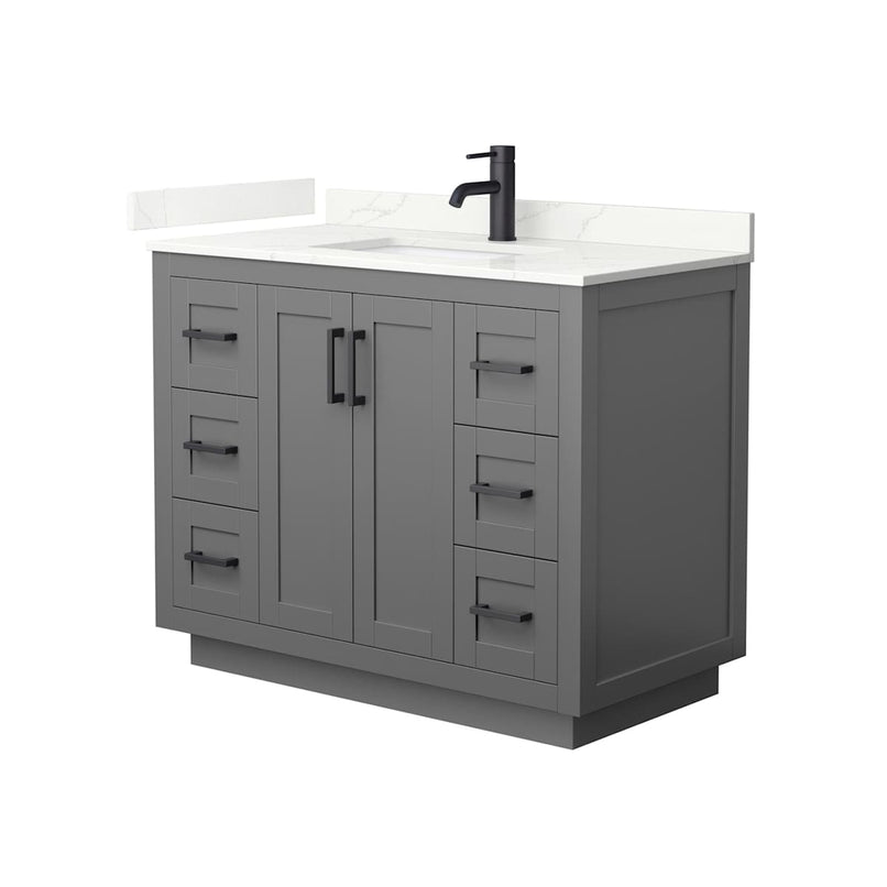 Miranda 42" Free Standing Single Basin Vanity Set with Cabinet and Quartz Vanity Top - image 11