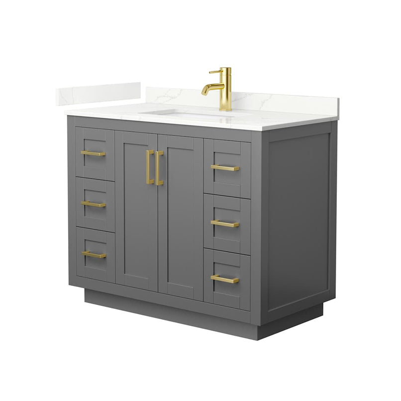 Miranda 42" Free Standing Single Basin Vanity Set with Cabinet and Quartz Vanity Top - image 14