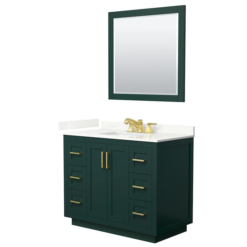 Miranda 42" Free Standing Single Basin Vanity Set with Cabinet, Quartz Vanity Top, and Framed Mirror - image 13