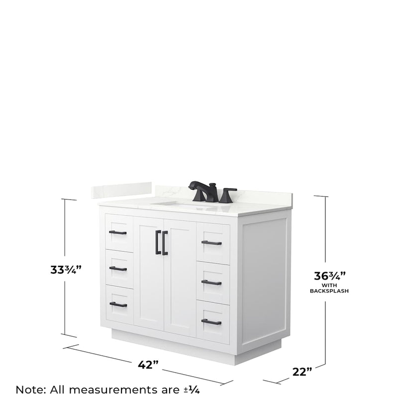 Miranda 42" Free Standing Single Basin Vanity Set with Cabinet and Quartz Vanity Top - image 6