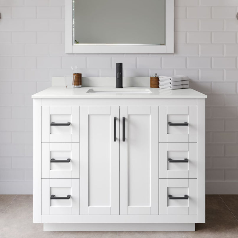 Miranda 42" Free Standing Single Basin Vanity Set with Cabinet and Quartz Vanity Top - image 1