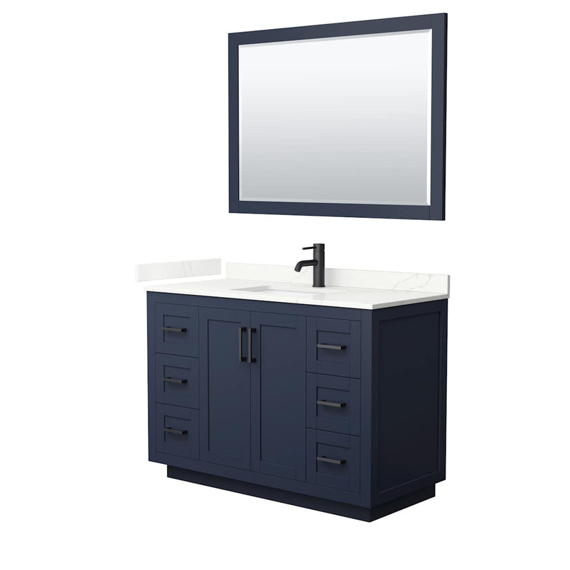 Miranda 48" Free Standing Single Basin Vanity Set with Cabinet, Quartz Vanity Top, and Framed Mirror - image 2