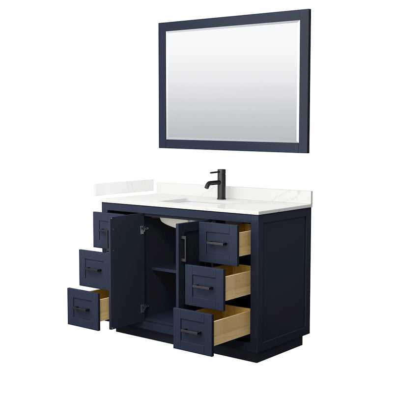 Miranda 48" Free Standing Single Basin Vanity Set with Cabinet, Quartz Vanity Top, and Framed Mirror - image 3