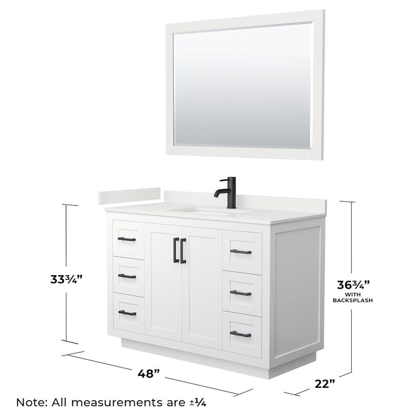Miranda 48" Free Standing Single Basin Vanity Set with Cabinet, Quartz Vanity Top, and Framed Mirror - image 7