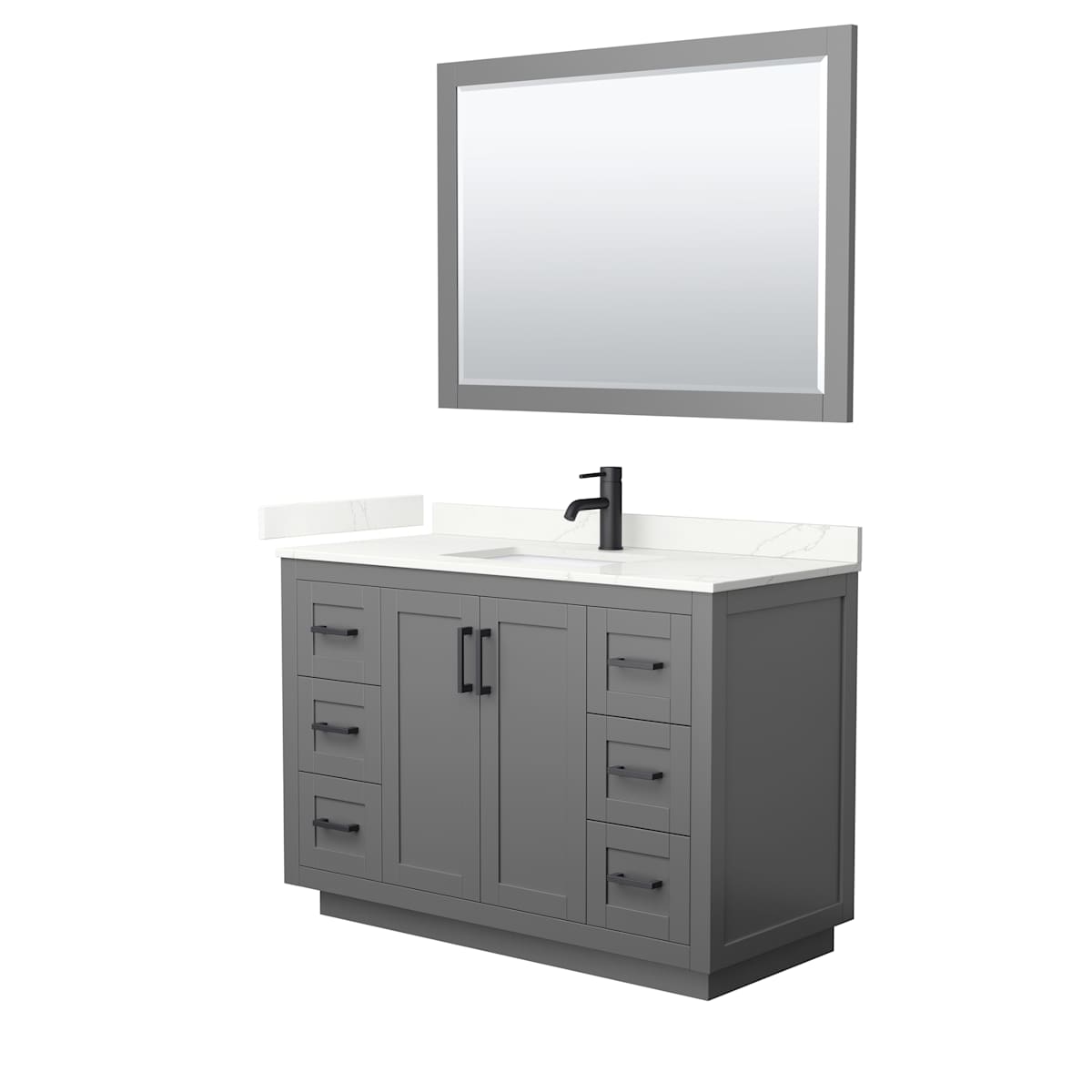 Miranda 48" Free Standing Single Basin Vanity Set with Cabinet, Quartz Vanity Top, and Framed Mirror
