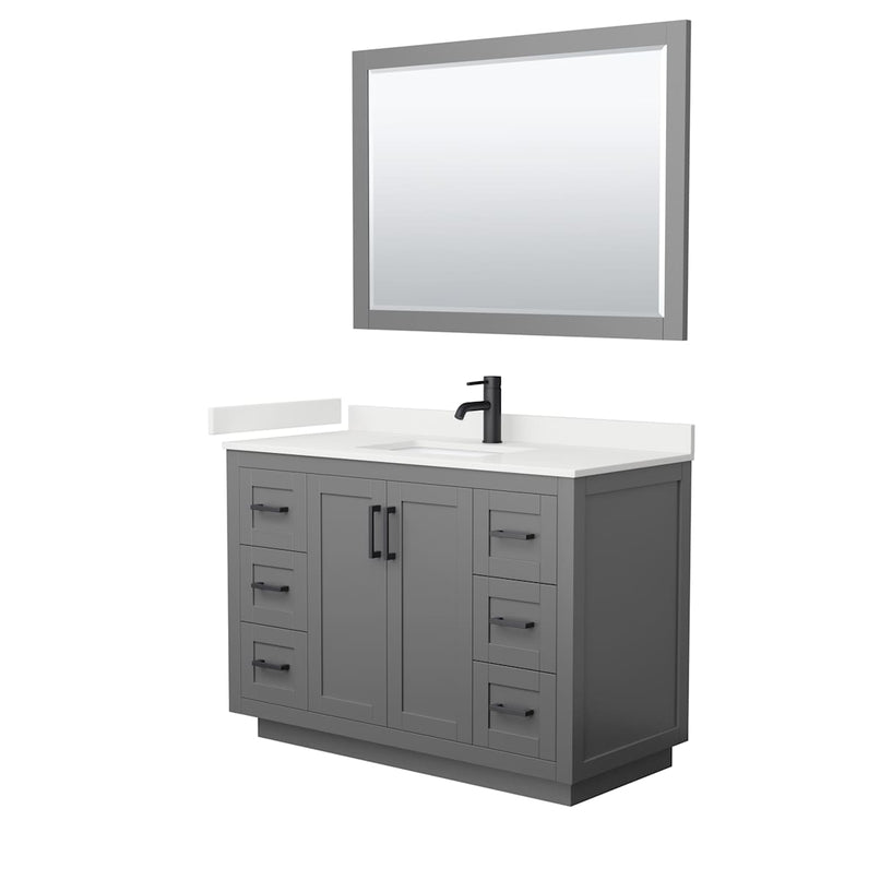 Miranda 48" Free Standing Single Basin Vanity Set with Cabinet, Quartz Vanity Top, and Framed Mirror - image 13