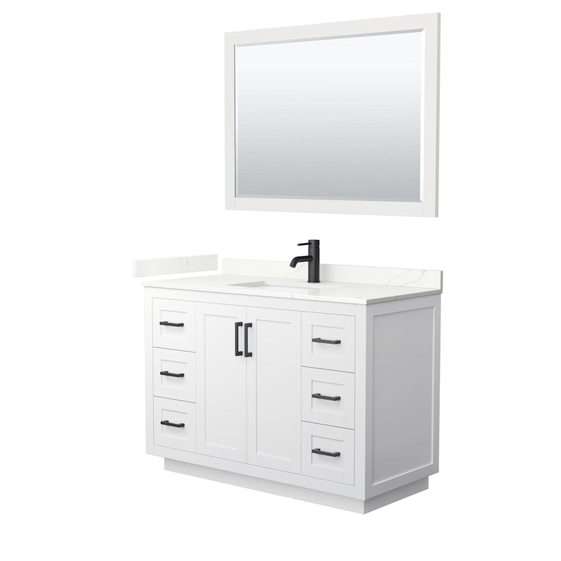 Miranda 48" Free Standing Single Basin Vanity Set with Cabinet, Quartz Vanity Top, and Framed Mirror - image 17