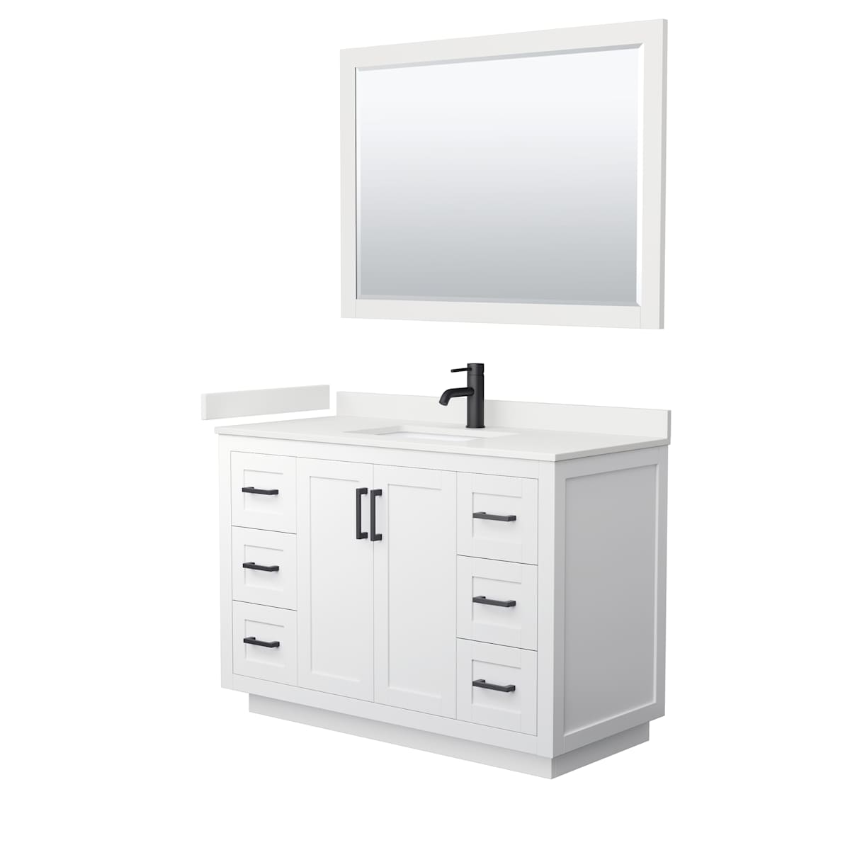 Miranda 48" Free Standing Single Basin Vanity Set with Cabinet, Quartz Vanity Top, and Framed Mirror - image 19