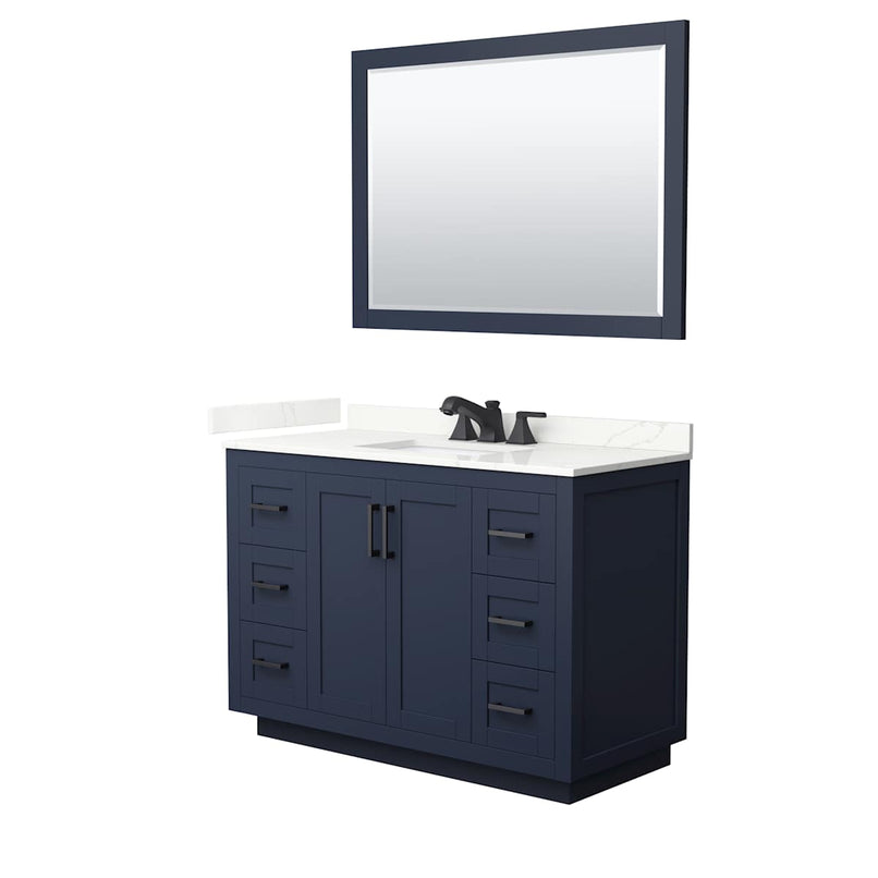 Miranda 48" Free Standing Single Basin Vanity Set with Cabinet, Quartz Vanity Top, and Framed Mirror - image 2