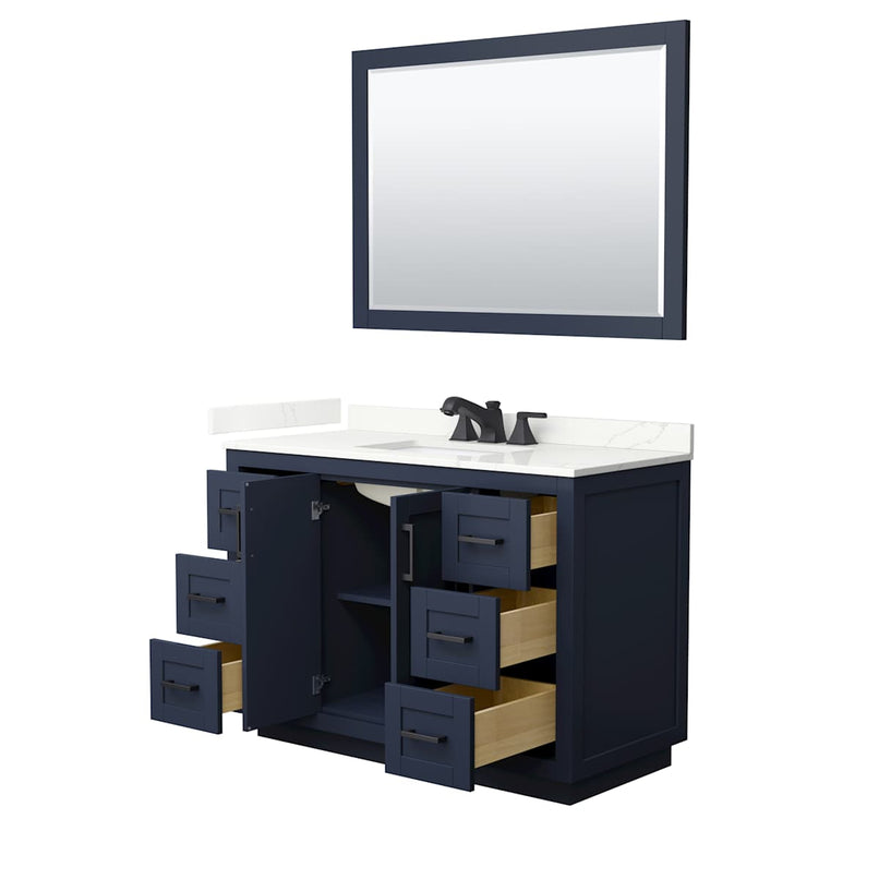 Miranda 48" Free Standing Single Basin Vanity Set with Cabinet, Quartz Vanity Top, and Framed Mirror - image 3