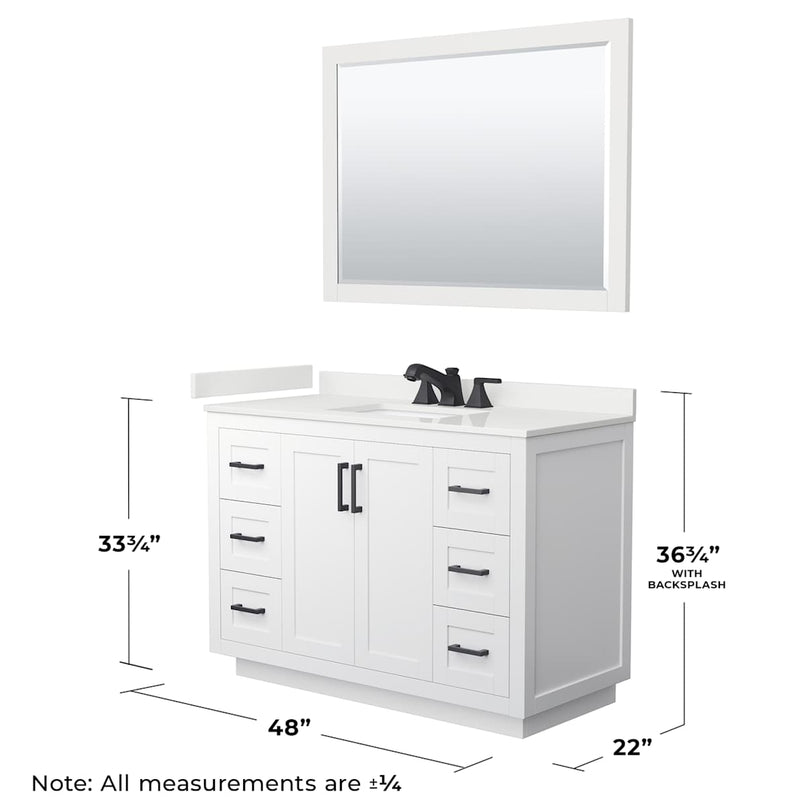 Miranda 48" Free Standing Single Basin Vanity Set with Cabinet, Quartz Vanity Top, and Framed Mirror - image 7