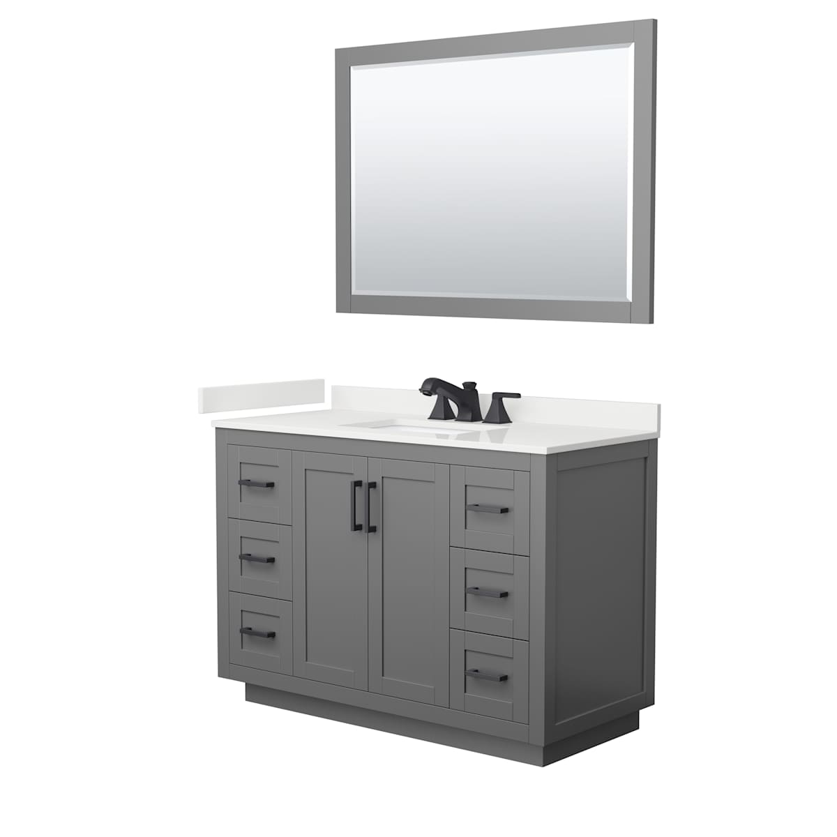 Miranda 48" Free Standing Single Basin Vanity Set with Cabinet, Quartz Vanity Top, and Framed Mirror