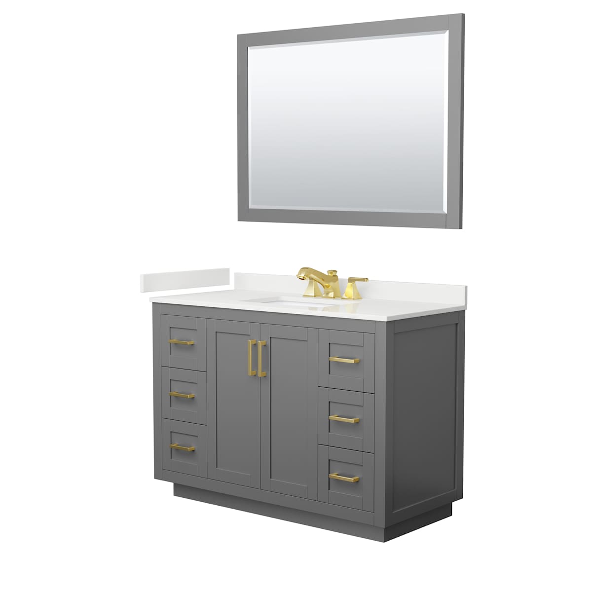 Miranda 48" Free Standing Single Basin Vanity Set with Cabinet, Quartz Vanity Top, and Framed Mirror - image 15