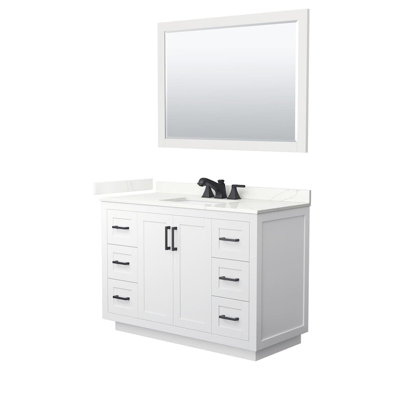 Miranda 48" Free Standing Single Basin Vanity Set with Cabinet, Quartz Vanity Top, and Framed Mirror - image 18