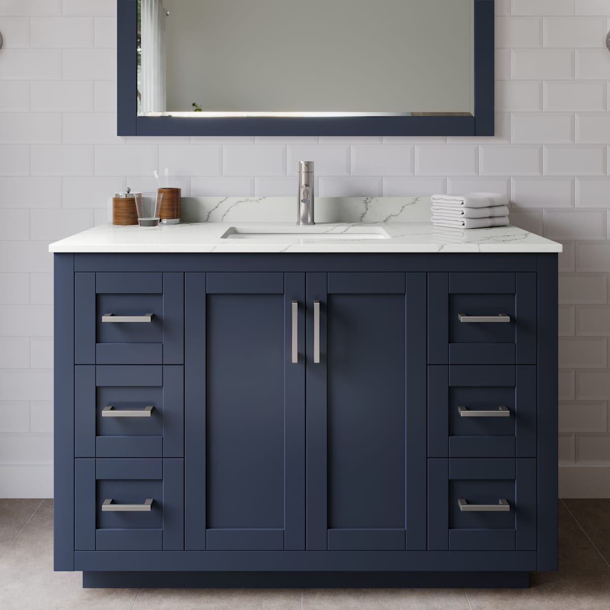 Miranda 48" Free Standing Single Basin Vanity Set with Cabinet and Quartz Vanity Top