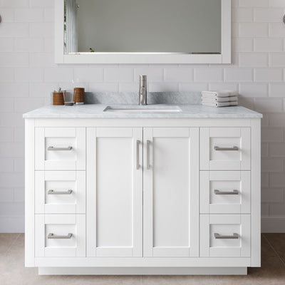 Miranda 48" Free Standing Single Basin Vanity Set with Cabinet, Marble Vanity Top, and Framed Mirror - image 1