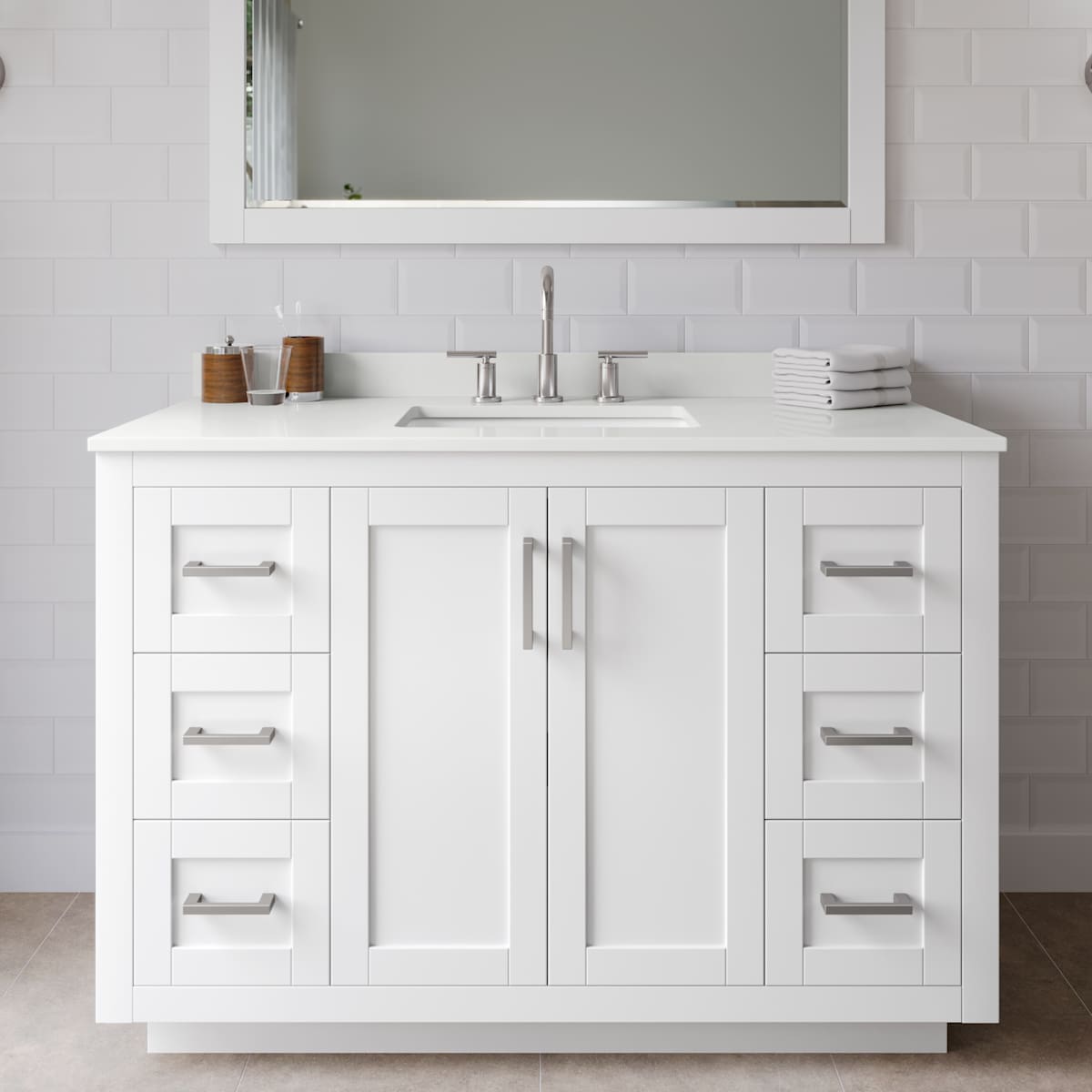 Miranda 48" Free Standing Single Basin Vanity Set with Cabinet and Quartz Vanity Top