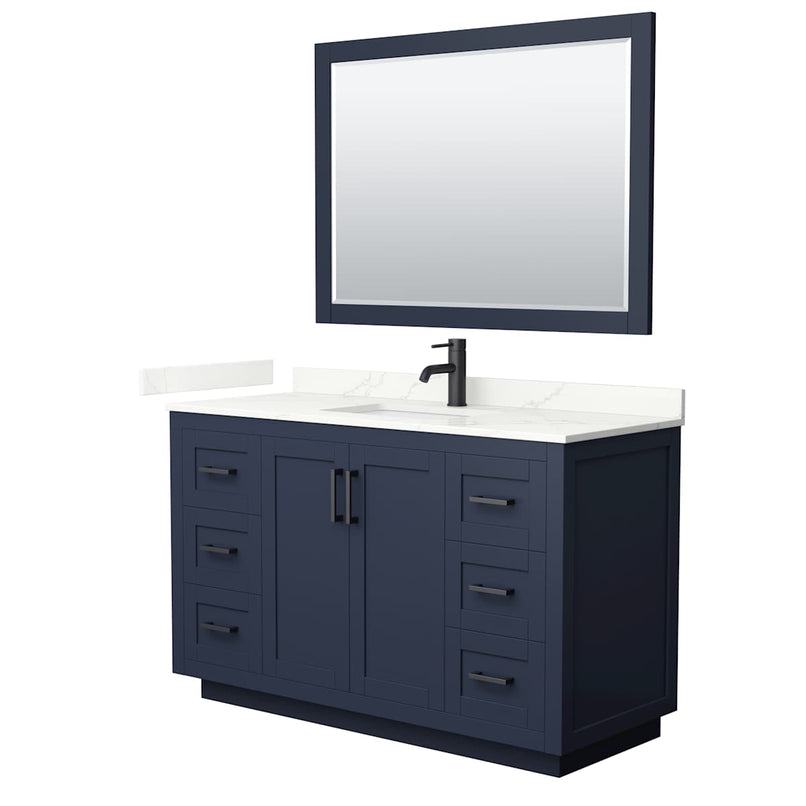 Miranda 54" Free Standing Single Basin Vanity Set with Cabinet, Quartz Vanity Top, and Framed Mirror - image 2