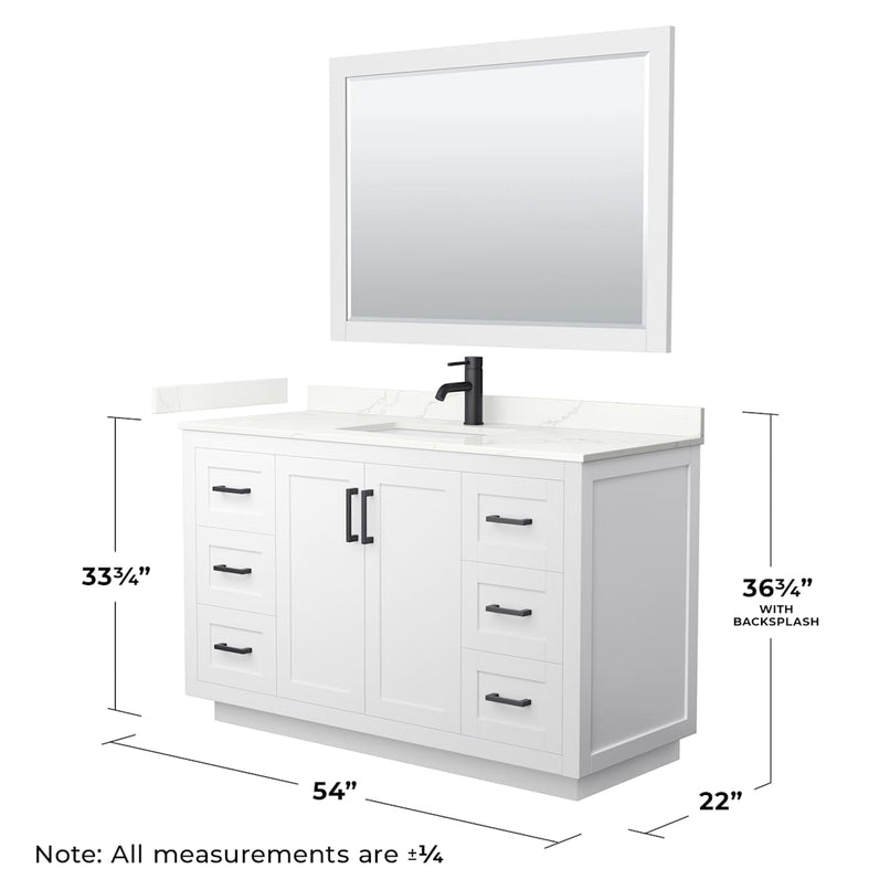 Miranda 54" Free Standing Single Basin Vanity Set with Cabinet, Quartz Vanity Top, and Framed Mirror - image 7
