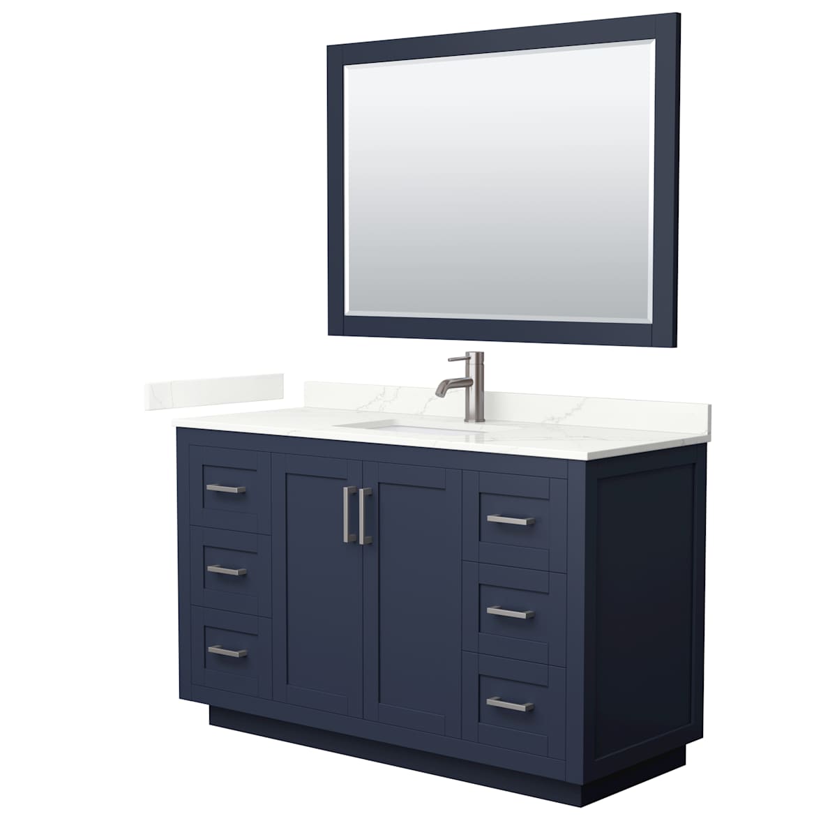 Miranda 54" Free Standing Single Basin Vanity Set with Cabinet, Quartz Vanity Top, and Framed Mirror