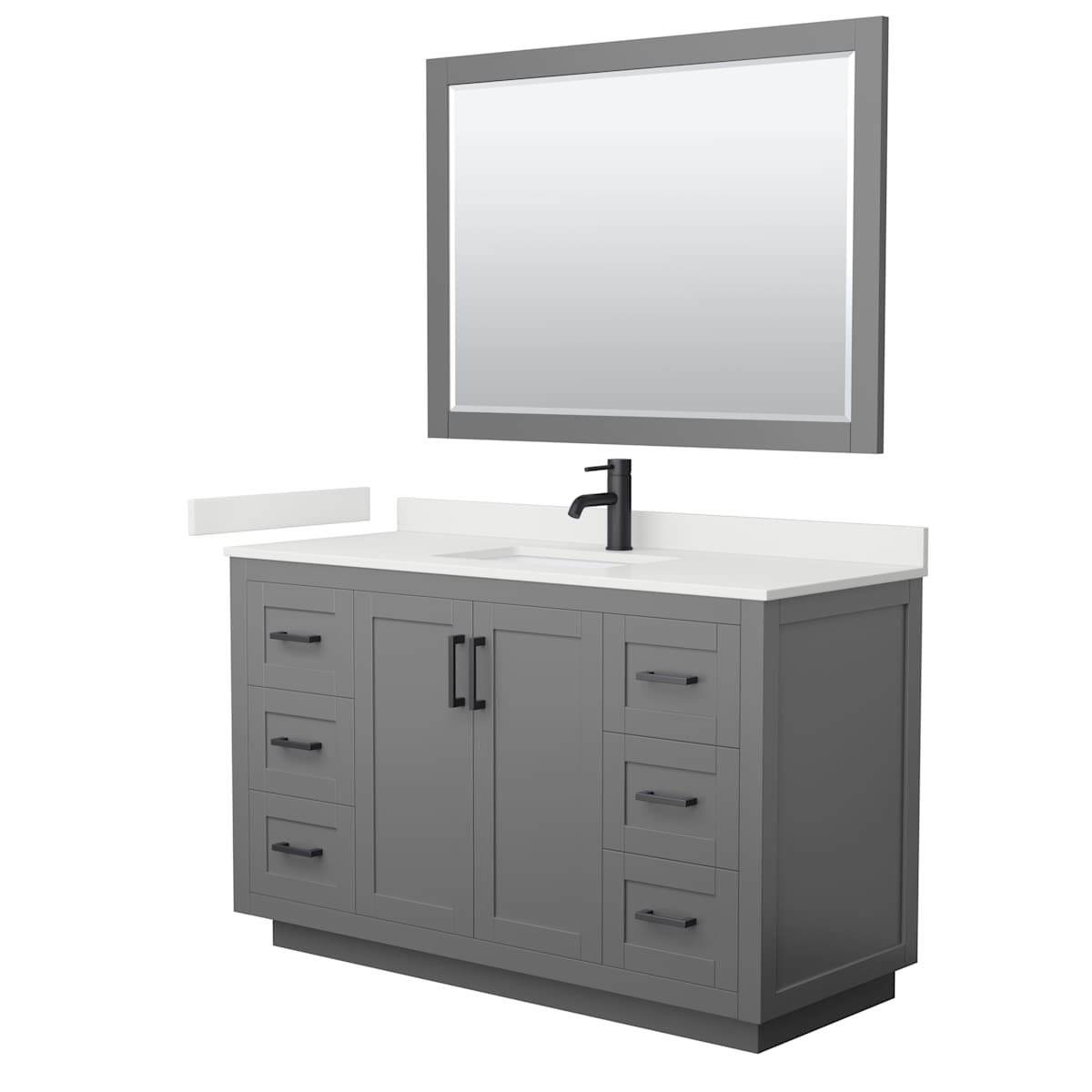 Miranda 54" Free Standing Single Basin Vanity Set with Cabinet, Quartz Vanity Top, and Framed Mirror