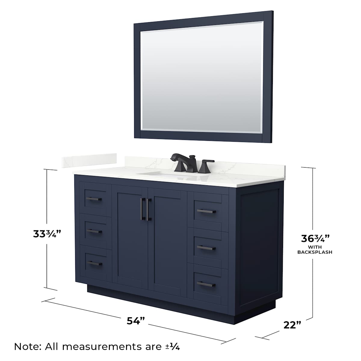 Miranda 54" Free Standing Single Basin Vanity Set with Cabinet, Quartz Vanity Top, and Framed Mirror - image 6