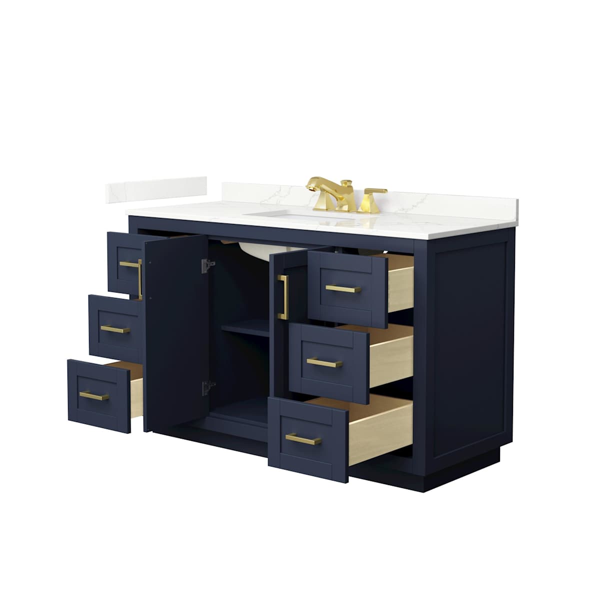 Miranda 54" Free Standing Single Basin Vanity Set with Cabinet and Quartz Vanity Top