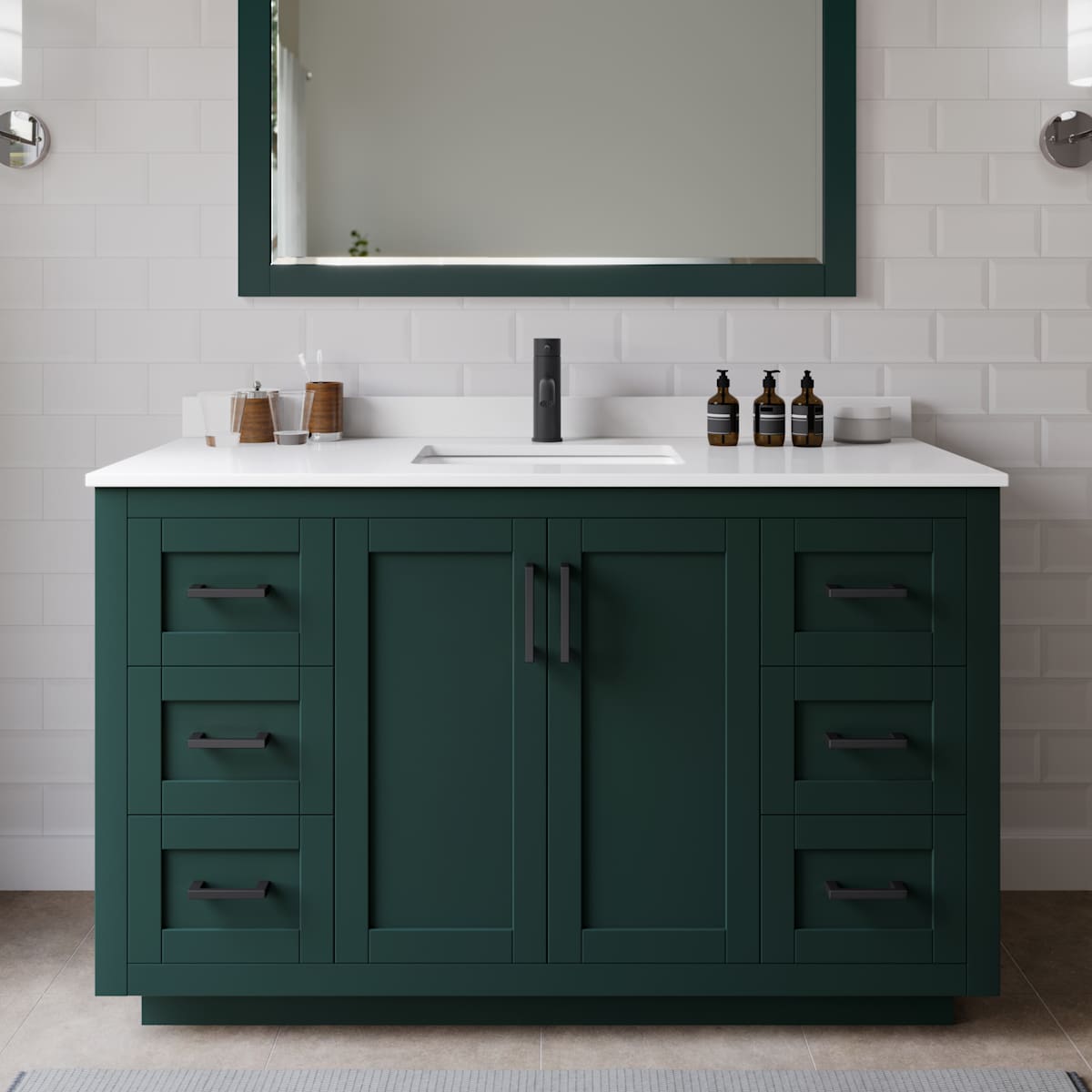 Miranda 54" Free Standing Single Basin Vanity Set with Cabinet and Cultured Marble Vanity Top