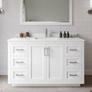 Miranda 54" Free Standing Single Basin Vanity Set with Cabinet, Quartz Vanity Top, and Framed Mirror - image 1