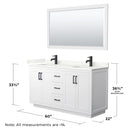 Miranda 60" Free Standing Double Basin Vanity Set with Cabinet, Quartz Vanity Top, and Framed Mirror - image 3