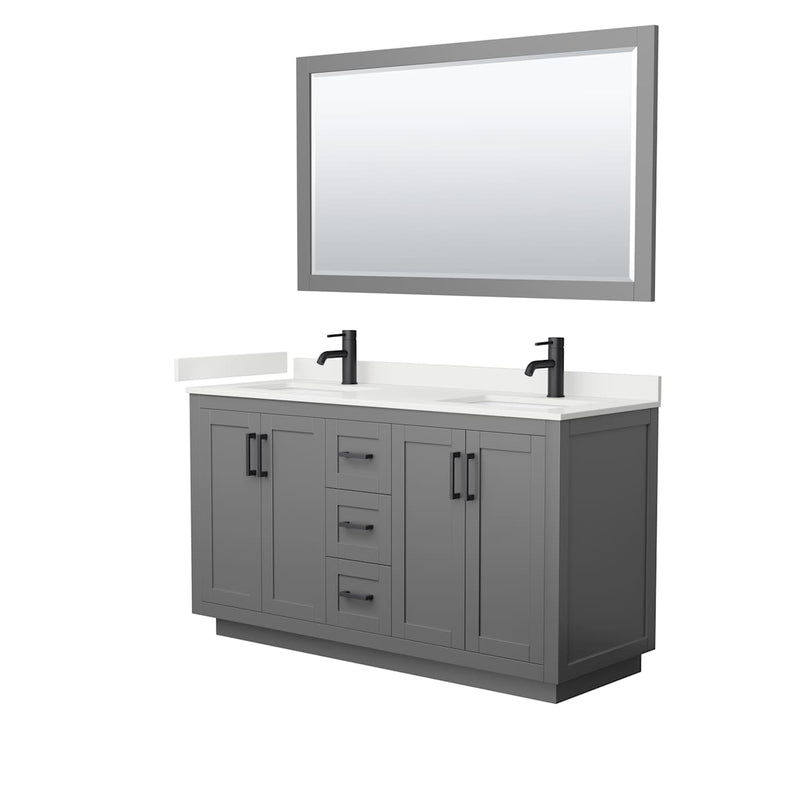 Miranda 60" Free Standing Double Basin Vanity Set with Cabinet, Quartz Vanity Top, and Framed Mirror - image 12
