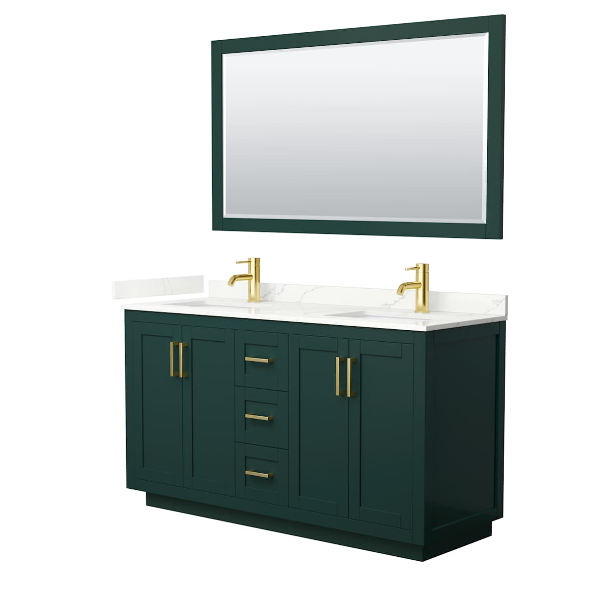 Miranda 60" Free Standing Double Basin Vanity Set with Cabinet, Quartz Vanity Top, and Framed Mirror - image 13