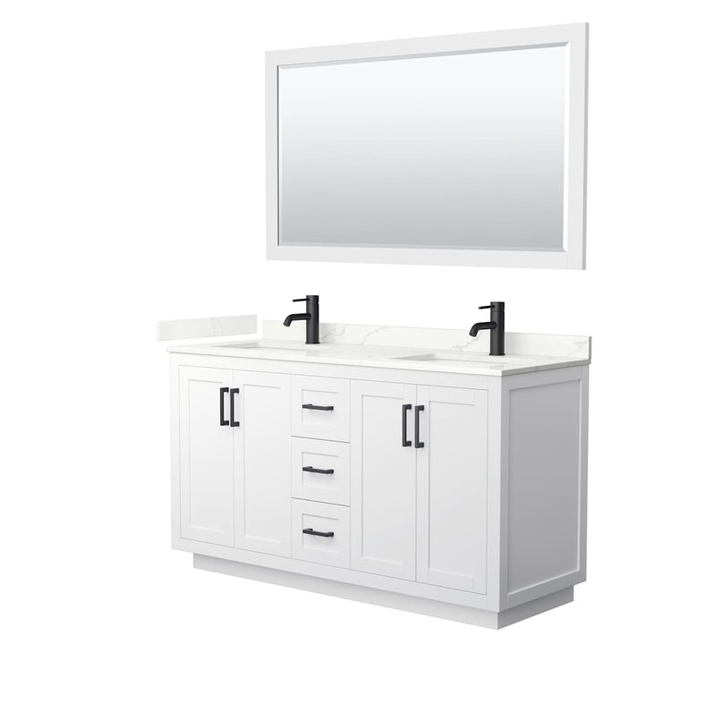 Miranda 60" Free Standing Double Basin Vanity Set with Cabinet, Quartz Vanity Top, and Framed Mirror - image 17