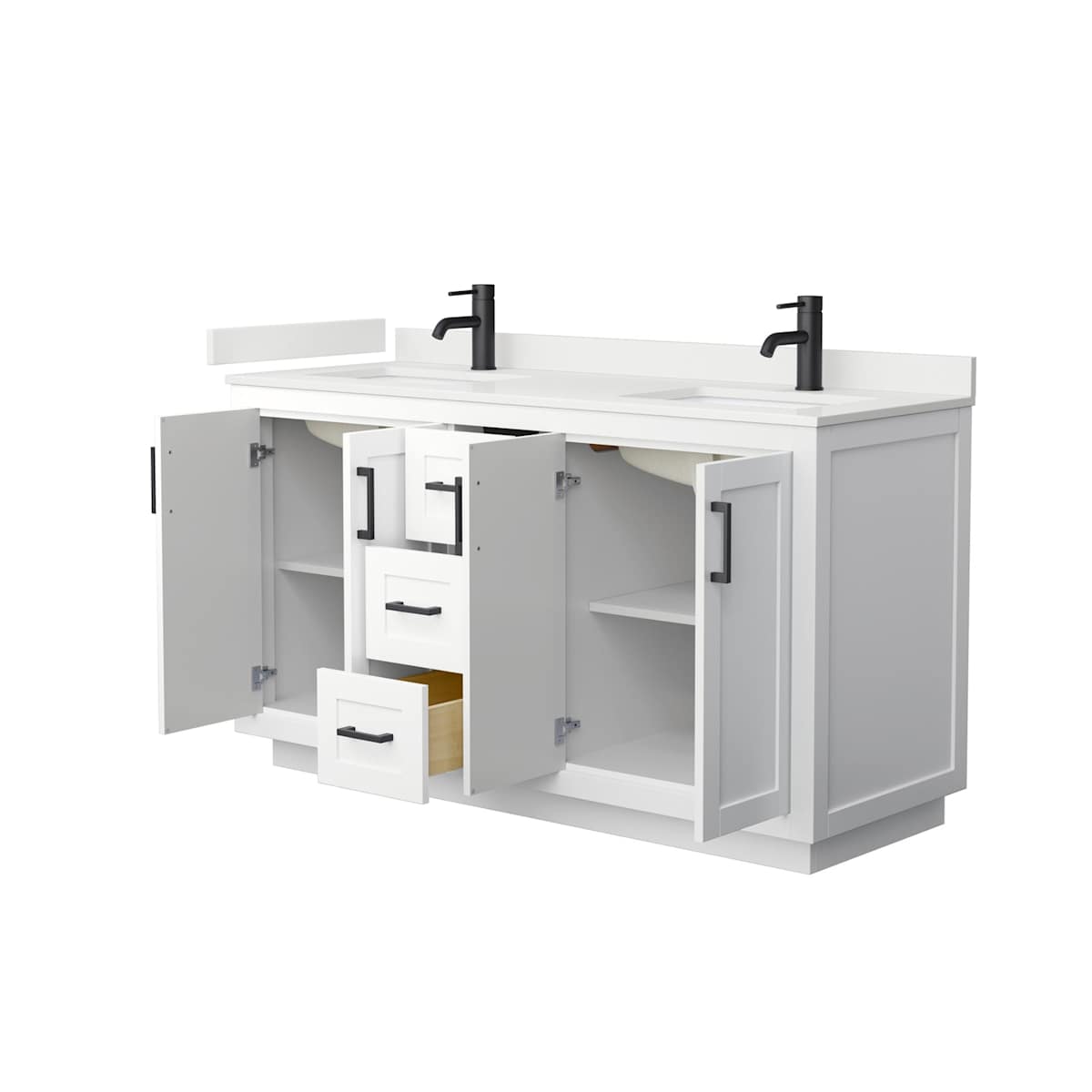 Miranda 60" Free Standing Double Basin Vanity Set with Cabinet and Quartz Vanity Top - image 3