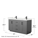 Miranda 60" Free Standing Double Basin Vanity Set with Cabinet and Quartz Vanity Top - image 6