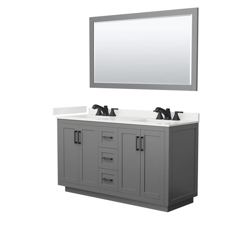 Miranda 60" Free Standing Double Basin Vanity Set with Cabinet, Quartz Vanity Top, and Framed Mirror - image 13